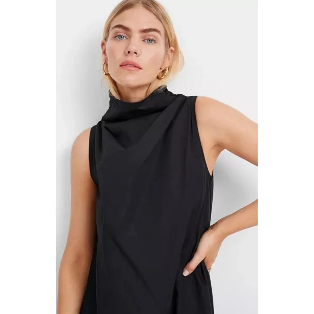 Marcella Minna Sleeveless Dress Black Size Large Maxi Cotton Pockets - Picture 5 of 13